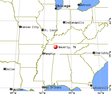 Map of Waverly, Tennessee in State View